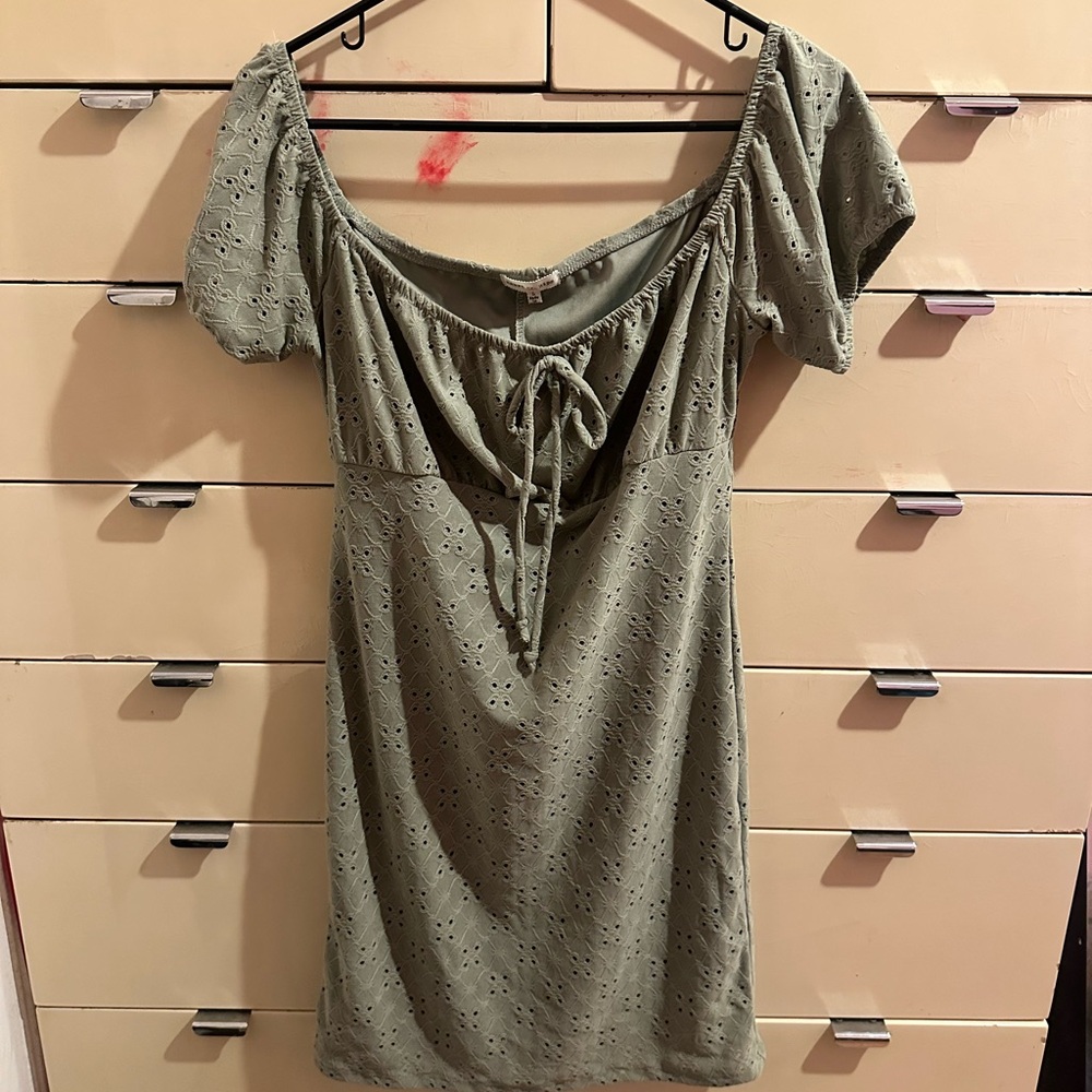 Elegant Green Eyelet Dress